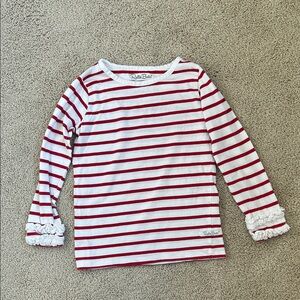 Ruffle Butts Striped Long Sleeve Top - Red and White, 5